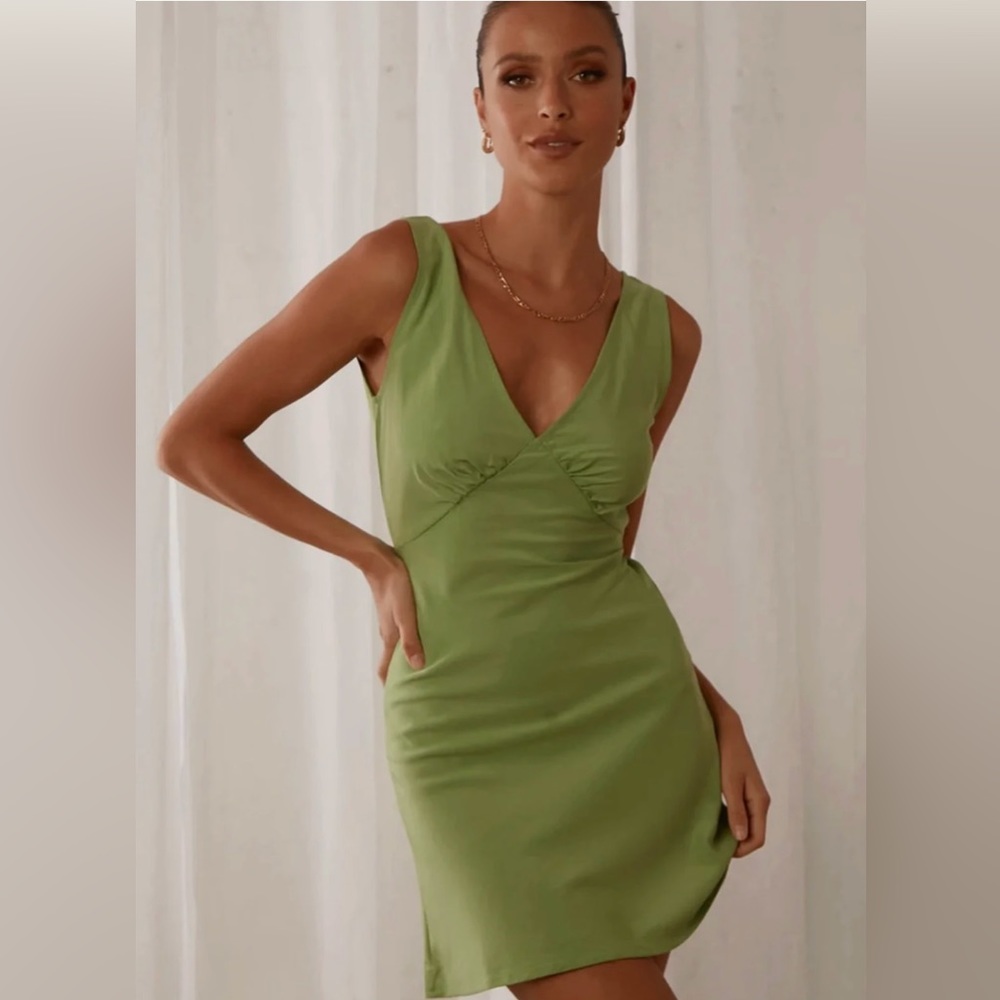 Peppermayo Audrey slip dress in green